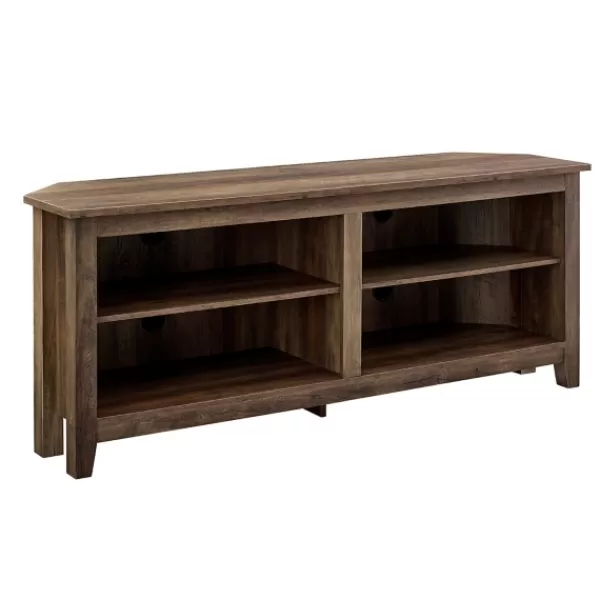 Tv Stands & Media Consoles-Kirkland's Home Rustic Oak Corner Tv Stand Brown