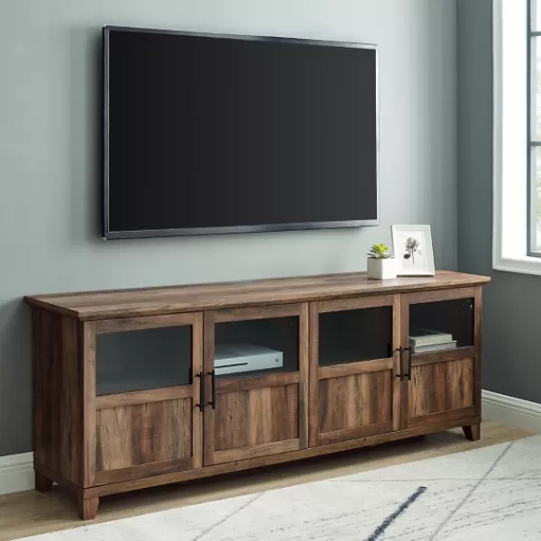 Tv Stands & Media Consoles-Kirkland's Home Rustic Oak Four Door Tv Stand Brown