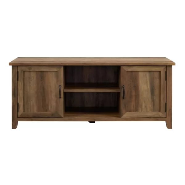 Tv Stands & Media Consoles-Kirkland's Home Rustic Oak Grooved Door Tv Stand Brown