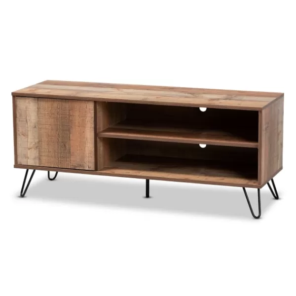 Tv Stands & Media Consoles-Kirkland's Home Rustic Oak Wood Tv Stand Brown