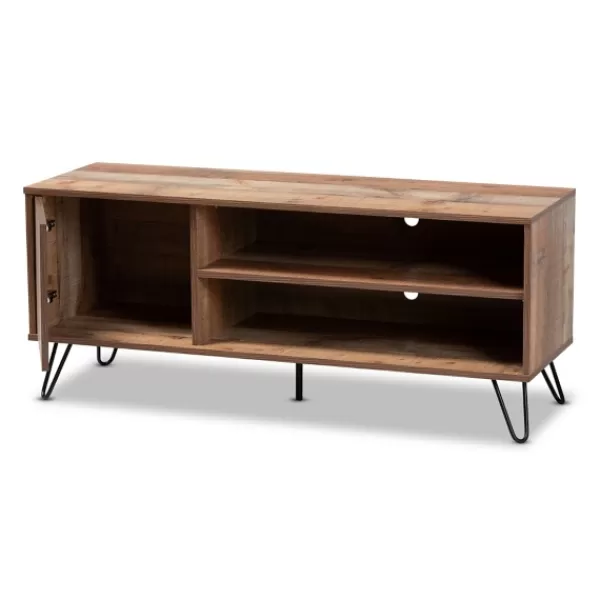 Tv Stands & Media Consoles-Kirkland's Home Rustic Oak Wood Tv Stand Brown