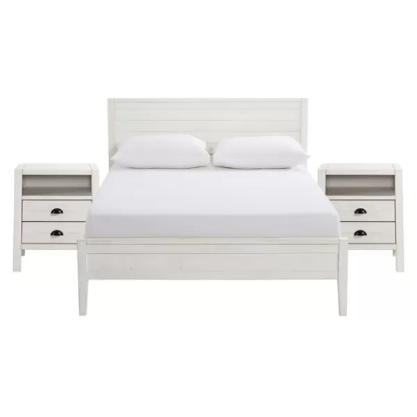 Beds & Headboards-Kirkland's Home Rustic Pine Panel 3-Pc. Full Bedroom Set White