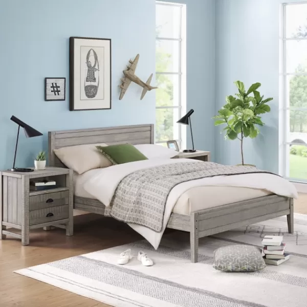 Beds & Headboards-Kirkland's Home Rustic Pine Panel 3-Pc. Full Bedroom Set Gray