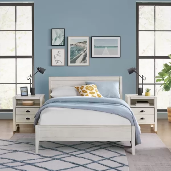 Beds & Headboards-Kirkland's Home Rustic Pine Panel 3-Pc. Full Bedroom Set White