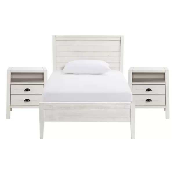 Beds & Headboards-Kirkland's Home Rustic Pine Panel 3-Pc. Twin Bedroom Set White