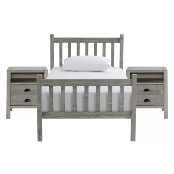 Beds & Headboards-Kirkland's Home Rustic Pine Spindle 3-Pc. Twin Bedroom Set Gray