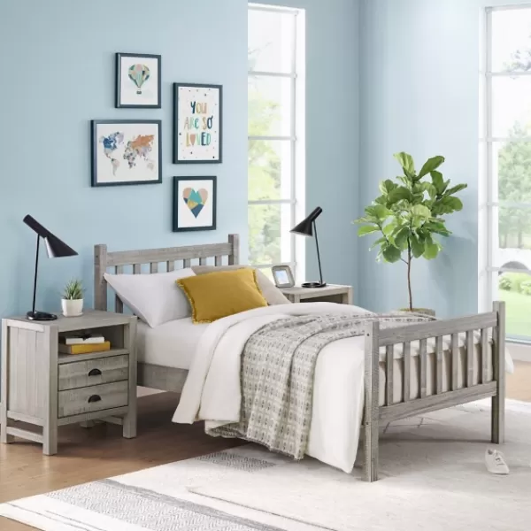 Beds & Headboards-Kirkland's Home Rustic Pine Spindle 3-Pc. Twin Bedroom Set Gray