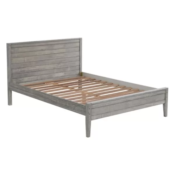 Beds & Headboards-Kirkland's Home Rustic Smoke Wood Panel Full Bed Frame Gray