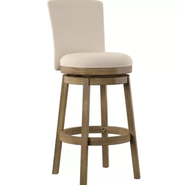 Bar Stools & Counter Height Stools-Kirkland's Home Rustic Taupe Upholstered Swivel Bar Stool Tan