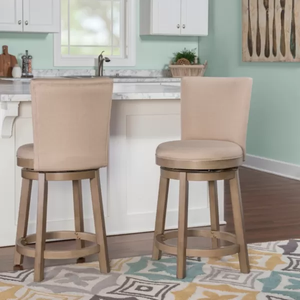 Bar Stools & Counter Height Stools-Kirkland's Home Rustic Taupe Upholstered Swivel Counter Stool Tan