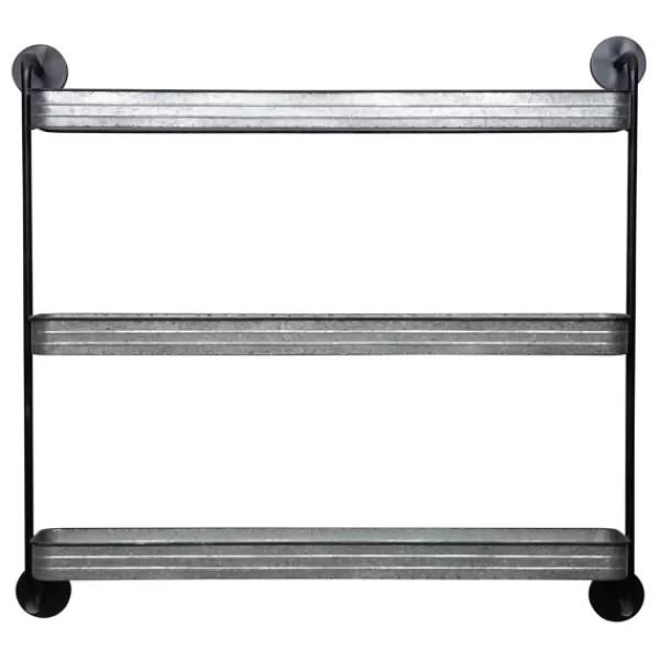 Shelves-Kirkland's Home Rustic Three Tiered Galvanized Metal Wall Shelf