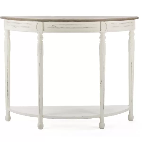 Console Tables-Kirkland's Home Rustic White Half Moon Console Table