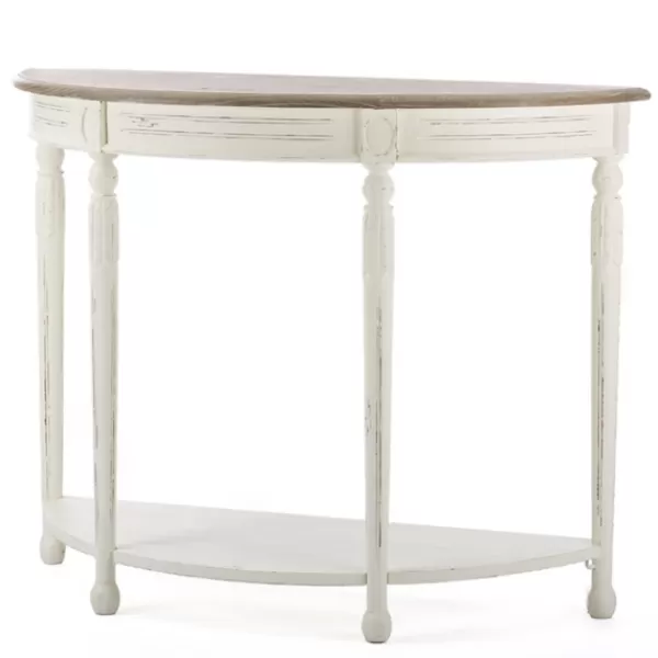 Console Tables-Kirkland's Home Rustic White Half Moon Console Table