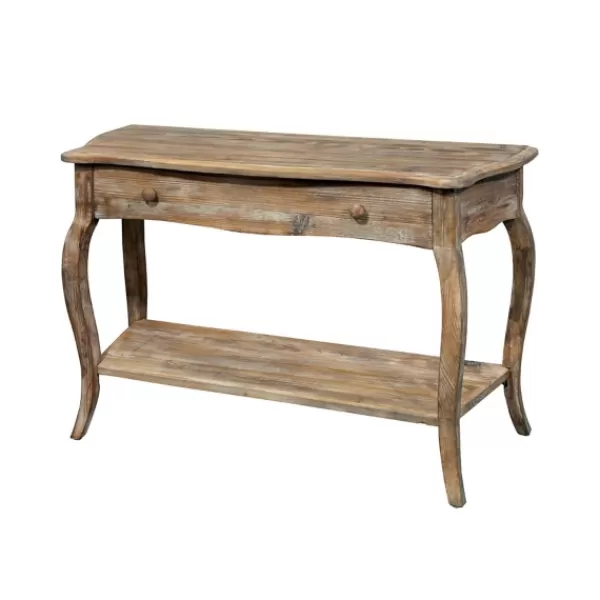 Console Tables-Kirkland's Home Rustic Wood Curved Console Table Brown