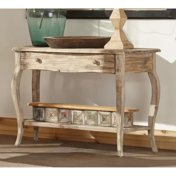 Console Tables-Kirkland's Home Rustic Wood Curved Console Table Brown