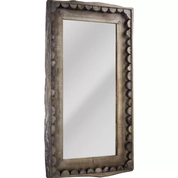 Decorative Mirrors-Kirkland's Home Rustic Wood Scalloped Edge Wall Mirror