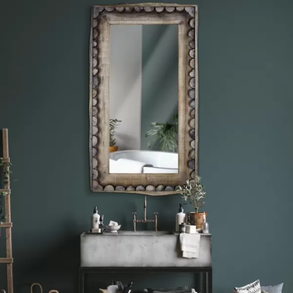 Decorative Mirrors-Kirkland's Home Rustic Wood Scalloped Edge Wall Mirror