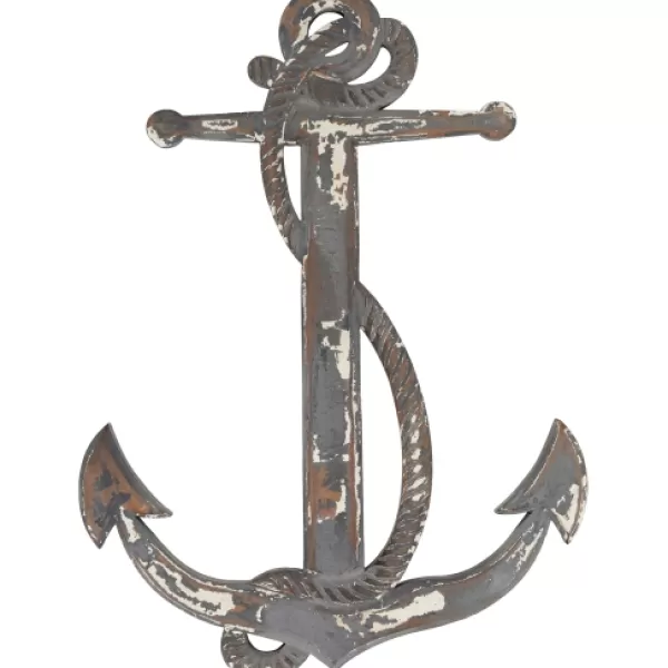 Wall Plaques-Kirkland's Home Rustic Wooden Anchor Plaque White/Gray/Brown