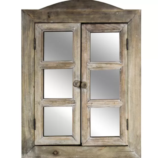 Decorative Mirrors-Kirkland's Home Rustic Wooden Dual Window Shutter Wall Mirror