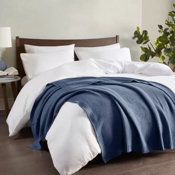 Blankets & Throws-Kirkland's Home Rylan Knit Throw Blanket Blue