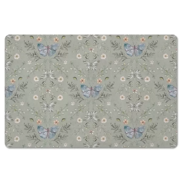 Kitchen & Floor Mats-Kirkland's Home Sage Botanical Butterfly Floor Mat #Aeb0A5