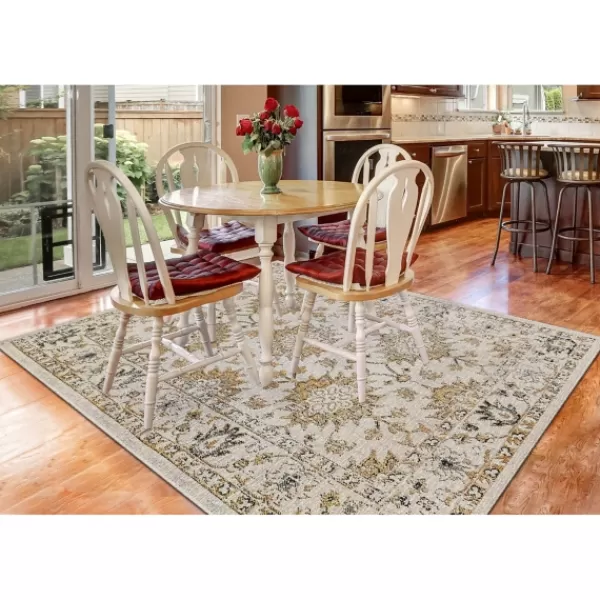 Outdoor Rugs-Kirkland's Home Sand Botanical Hannah Indoor/Outdoor Rug, 7X9 Yellow