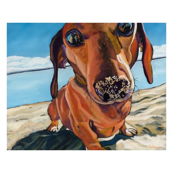 Canvas Art-Kirkland's Home Sand Dog Giclee Canvas Art Print Blue/Tan/White