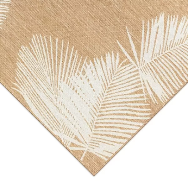 Outdoor Rugs-Kirkland's Home Sand Forest Leaf Indoor/Outdoor Area Rug, 4X7 Tan/White