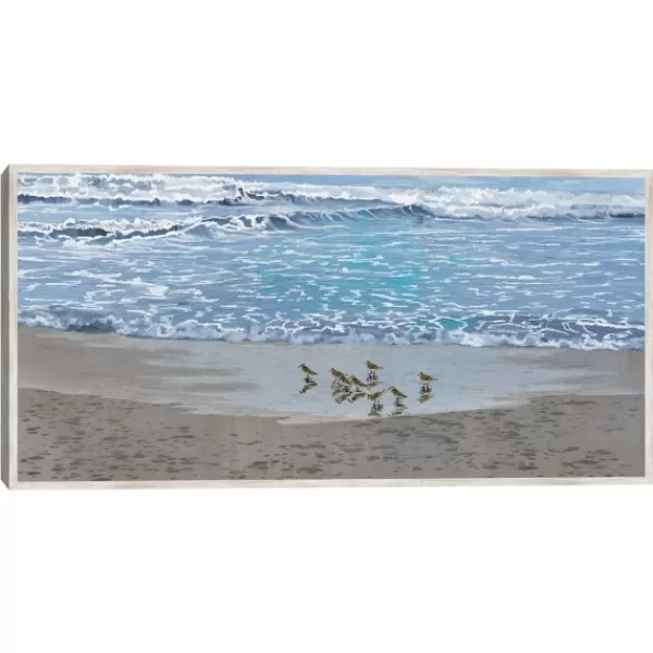 Framed Art-Kirkland's Home Sandpiper Morning Framed Canvas Art Print Blue/Brown