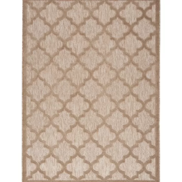 Outdoor Rugs-Kirkland's Home Sandstone Natural Trellis Outdoor Area Rug, 4X6 Tan/White