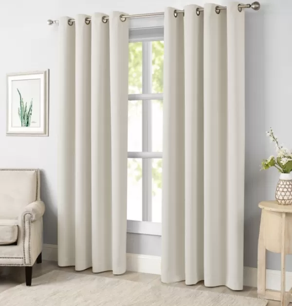 Curtains & Drapes-Kirkland's Home Sandy Beige Blackout Curtain Panel Set, 108 In. Tan