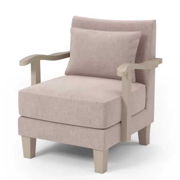 Accent Chairs-Kirkland's Home Sandy Beige Curved Arms Accent Chair Tan