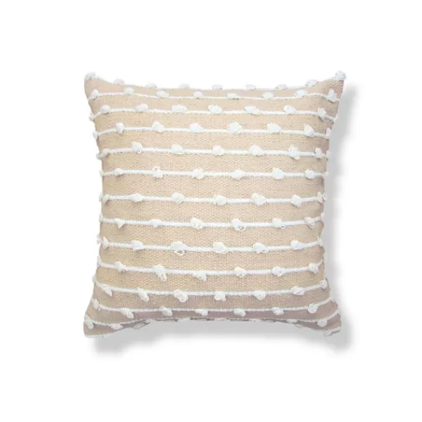Pillows-Kirkland's Home Sandy Beige Hand Knotted Decorative Throw Pillow Tan/White
