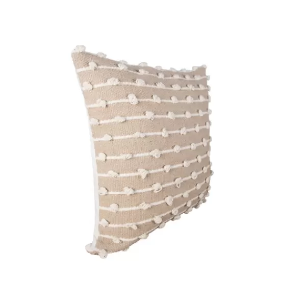 Pillows-Kirkland's Home Sandy Beige Hand Knotted Decorative Throw Pillow Tan/White