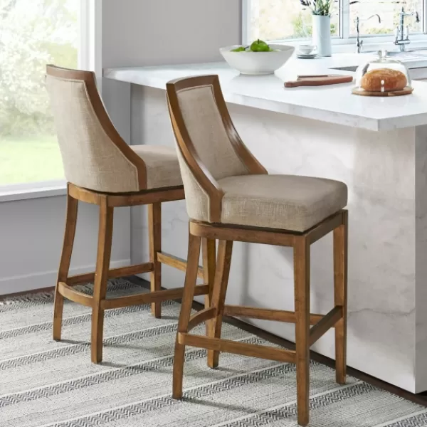 Bar Stools & Counter Height Stools-Kirkland's Home Sandy Beige Swivel 2-Pc. Square Bar Stool Set Tan