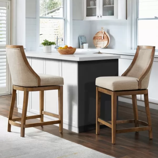 Bar Stools & Counter Height Stools-Kirkland's Home Sandy Beige Swivel 2-Pc. Square Counter Stool Set Tan