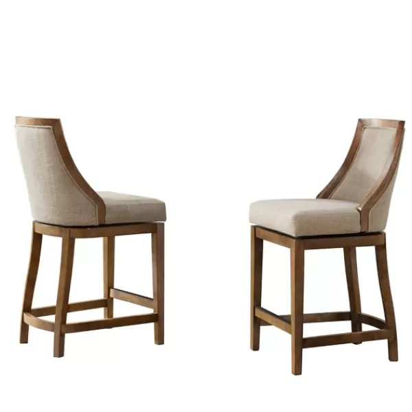 Bar Stools & Counter Height Stools-Kirkland's Home Sandy Beige Swivel 2-Pc. Square Counter Stool Set Tan