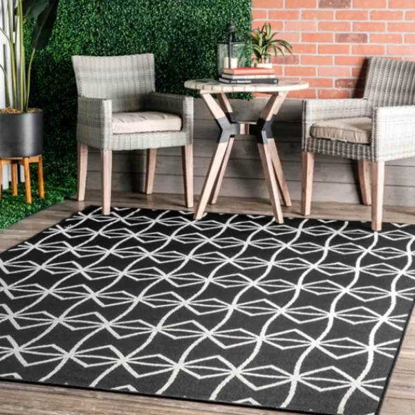 Outdoor Rugs-Kirkland's Home Sanford Gray Geometric Shapes Outdoor Rug, 5X8 Gray/White