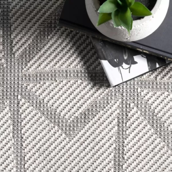 Outdoor Rugs-Kirkland's Home Sanford Light Gray Geometric Outdoor Rug, 8X10 Gray/White