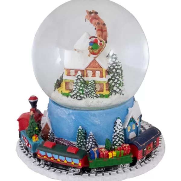 Statues & Figurines-Kirkland's Home Santa And Revolving Train Musical Water Globe Clear/Blue/Multi