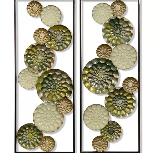 Wall Plaques-Kirkland's Home Santorini Metal Wall Panels, Set Of 2 Gold/Blue/Green