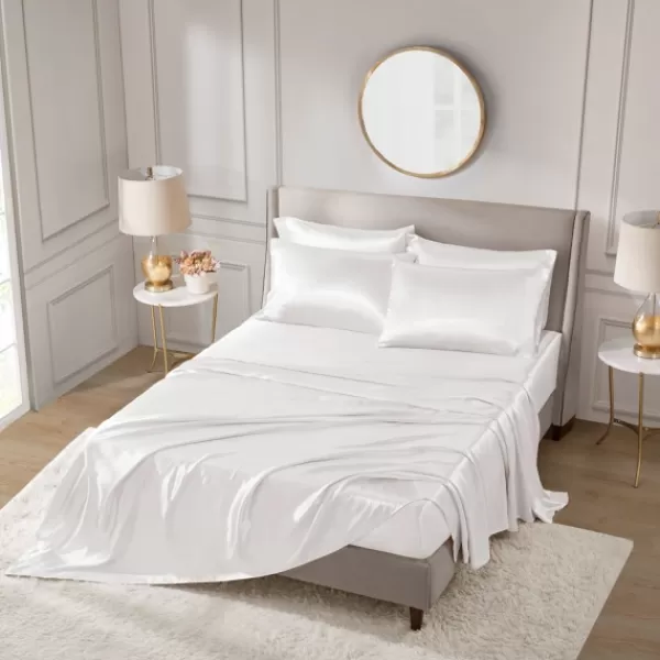 Bed Sheets-Kirkland's Home Satin 6-Pc. California King Sheet Set White