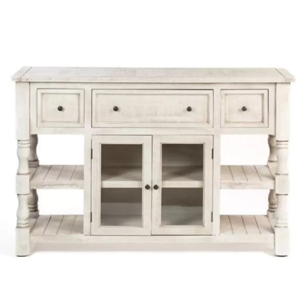 Entryway Furniture-Kirkland's Home Savannah Cream Distressed Cabinet Ivory