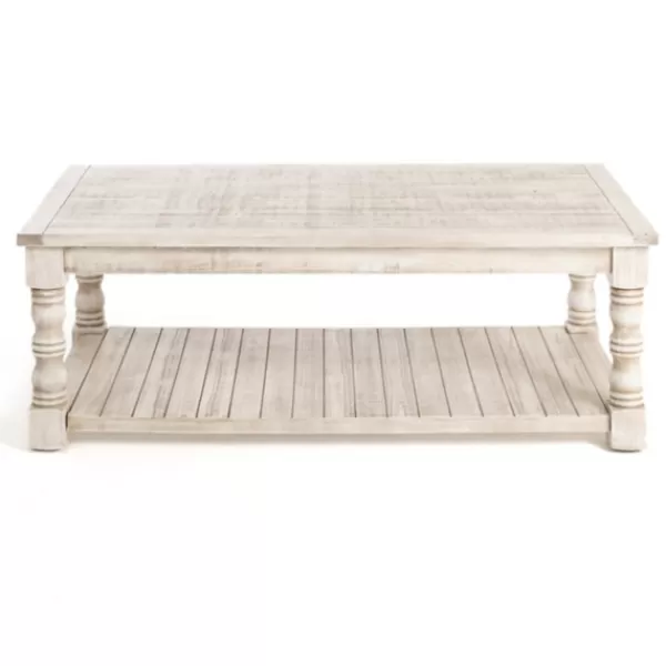 Coffee Tables-Kirkland's Home Savannah Cream Distressed Coffee Table Ivory