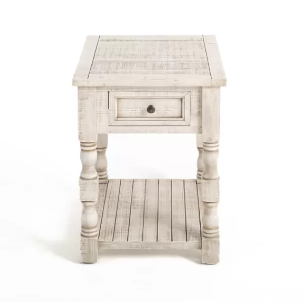 Accent & End Tables-Kirkland's Home Savannah Cream Distressed Side Table Ivory