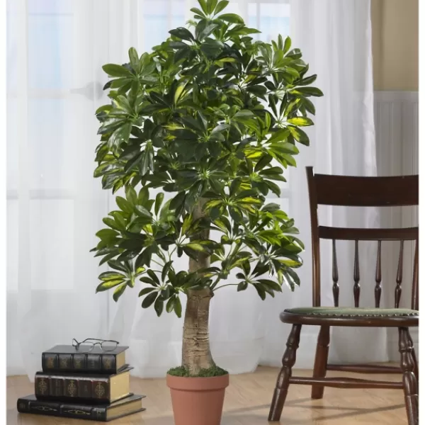 Trees & Topiaries-Kirkland's Home Schefflera Tree In Terra Cotta Planter, 4 Ft.