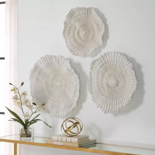 Wall Plaques-Kirkland's Home Sea Coral Wall Plates, Set Of 3 Ivory