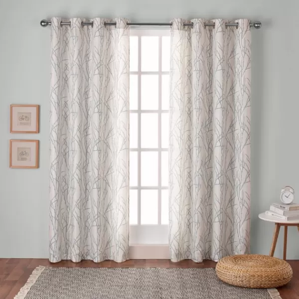 Curtains & Drapes-Kirkland's Home Sea Foam Branches Curtain Panel Set, 96 In. Blue/Ivory