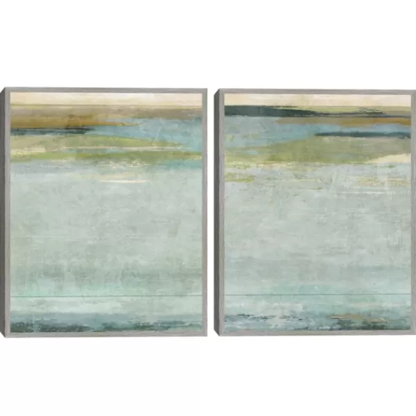 Canvas Art-Kirkland's Home Seafoam Framed Canvas Art Prints, Set Of 2 Blue