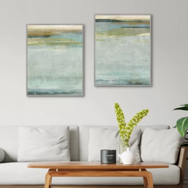 Canvas Art-Kirkland's Home Seafoam Framed Canvas Art Prints, Set Of 2 Blue